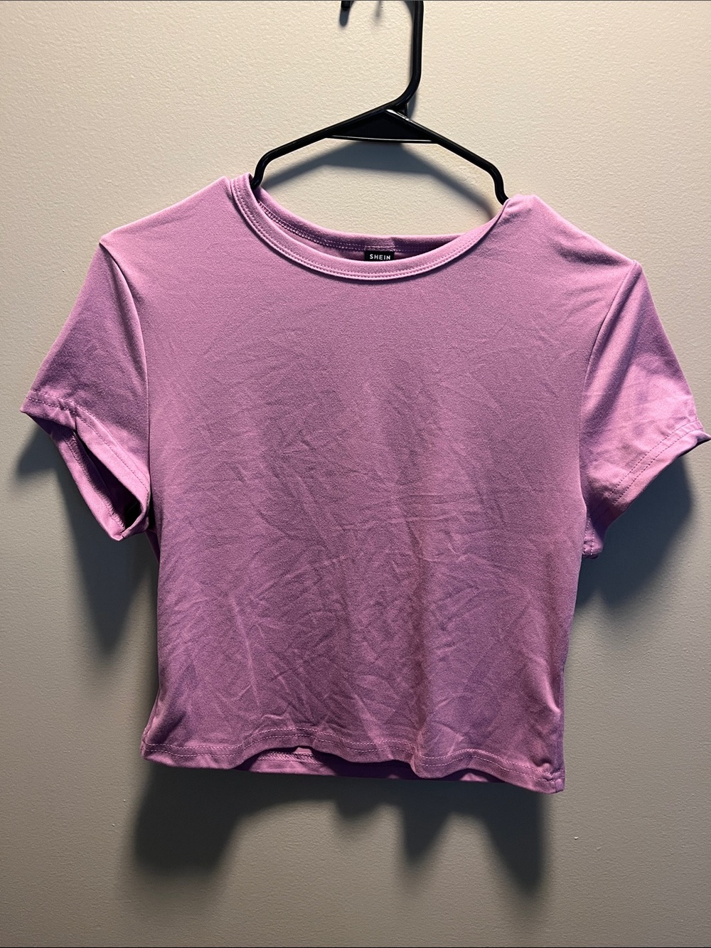 SHEIN Pink/Purple Short Sleeve Cropped Tee Top
